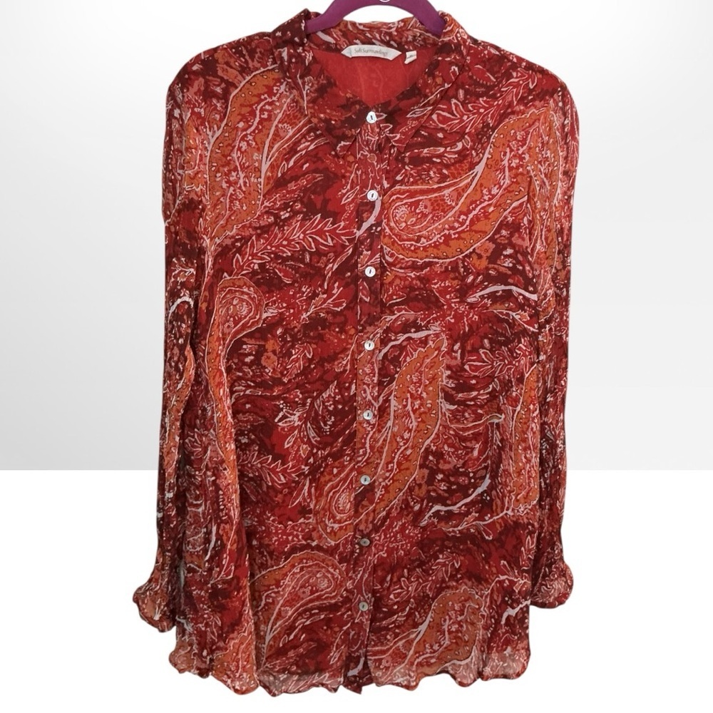 🌺SOFT SURROUNDINGS PAISLEY OVERLAY BUTTON DOWN BLOUSE-BEAUTIFUL